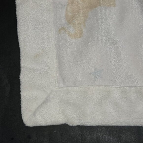 Wendy Bellissimo White Tan Elephant Fleece Baby Blanket Blue Stars READ AS IS - Picture 12 of 13